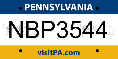 NBP3544 Pennsylvania License Plate