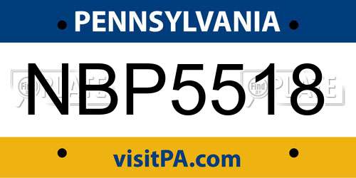 NBP5518 Pennsylvania License Plate