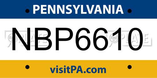 NBP6610 Pennsylvania License Plate