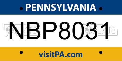 NBP8031 Pennsylvania License Plate