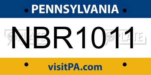 NBR1011 Pennsylvania License Plate