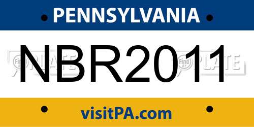 NBR2011 Pennsylvania License Plate