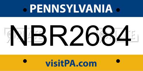 NBR2684 Pennsylvania License Plate