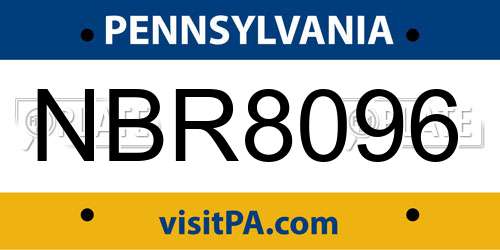 NBR8096 Pennsylvania License Plate