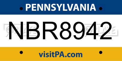 NBR8942 Pennsylvania License Plate