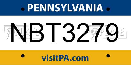 NBT3279 Pennsylvania License Plate
