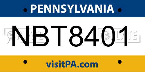 NBT8401 Pennsylvania License Plate