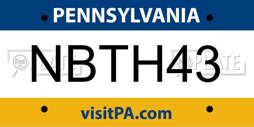 NBTH43 Pennsylvania License Plate
