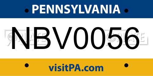 NBV0056 Pennsylvania License Plate