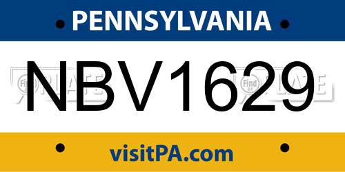NBV1629 Pennsylvania License Plate