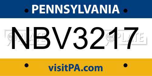 NBV3217 Pennsylvania License Plate