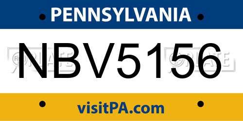 NBV5156 Pennsylvania License Plate