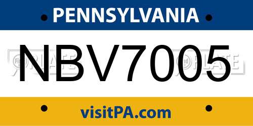 NBV7005 Pennsylvania License Plate