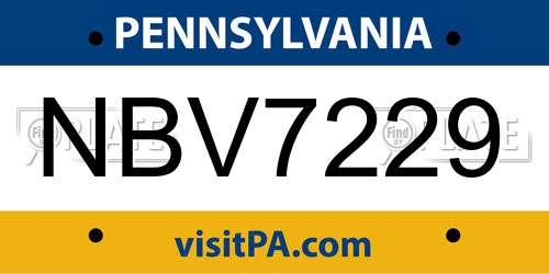NBV7229 Pennsylvania License Plate