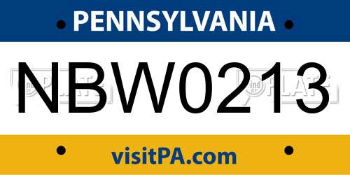 NBW0213 Pennsylvania License Plate