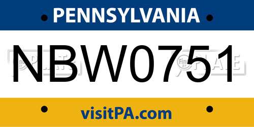 NBW0751 Pennsylvania License Plate