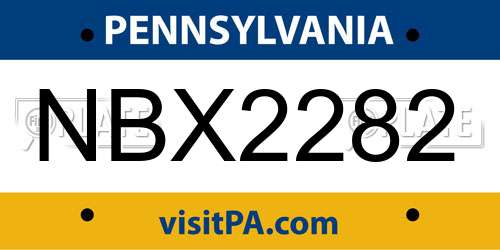 NBX2282 Pennsylvania License Plate