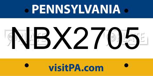 NBX2705 Pennsylvania License Plate