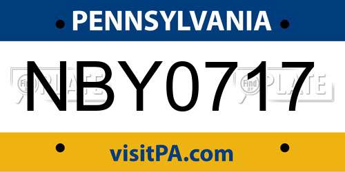 NBY0717 Pennsylvania License Plate