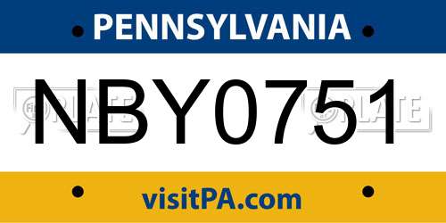 NBY0751 Pennsylvania License Plate