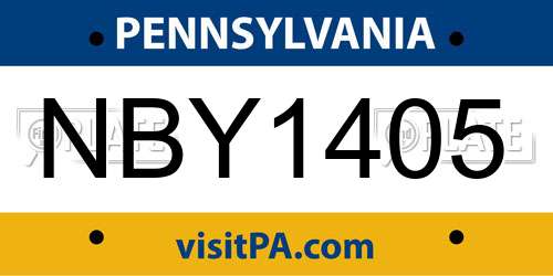 NBY1405 Pennsylvania License Plate
