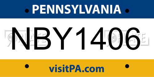 NBY1406 Pennsylvania License Plate