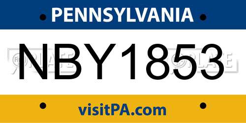 NBY1853 Pennsylvania License Plate