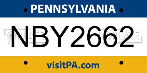 NBY2662 Pennsylvania License Plate