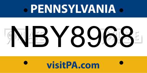 NBY8968 Pennsylvania License Plate