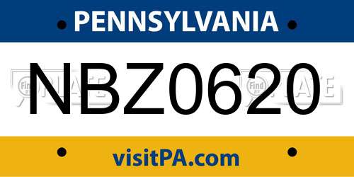 NBZ0620 Pennsylvania License Plate