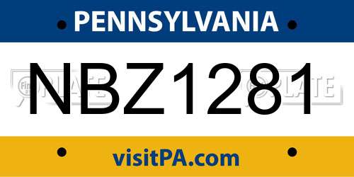 NBZ1281 Pennsylvania License Plate
