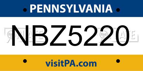 NBZ5220 Pennsylvania License Plate