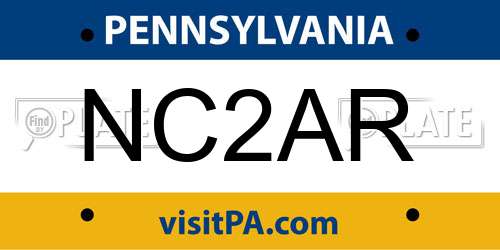 NC2AR Pennsylvania License Plate
