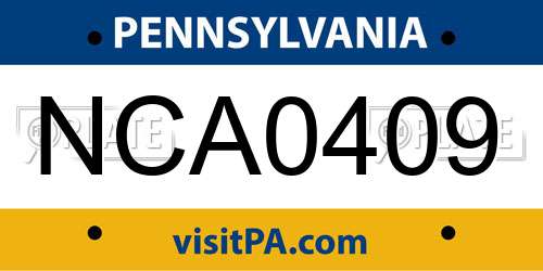 NCA0409 Pennsylvania License Plate