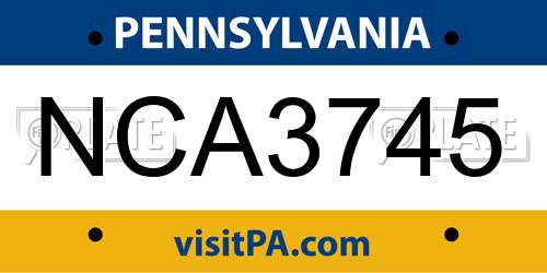 NCA3745 Pennsylvania License Plate