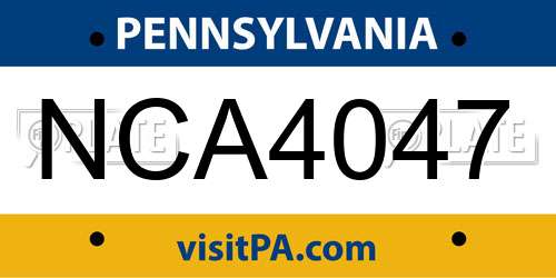 NCA4047 Pennsylvania License Plate