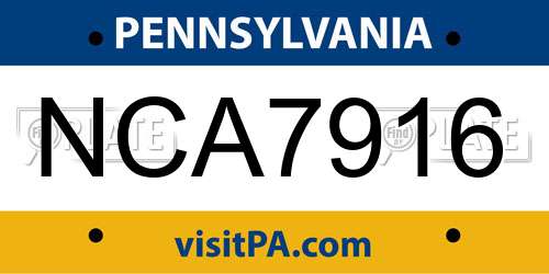 NCA7916 Pennsylvania License Plate