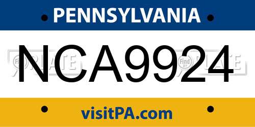 NCA9924 Pennsylvania License Plate
