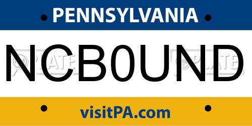 NCB0UND Pennsylvania License Plate