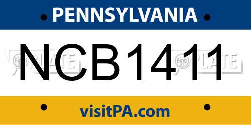 NCB1411 Pennsylvania License Plate