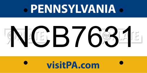 NCB7631 Pennsylvania License Plate
