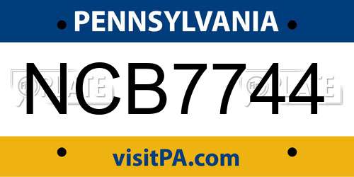 NCB7744 Pennsylvania License Plate