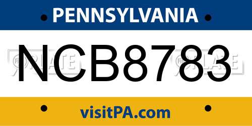 NCB8783 Pennsylvania License Plate