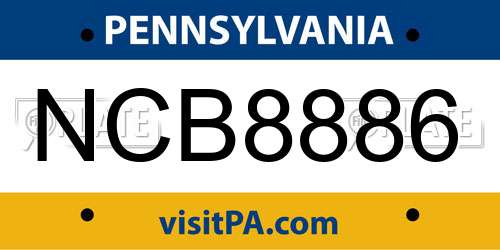 NCB8886 Pennsylvania License Plate