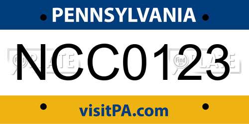 NCC0123 Pennsylvania License Plate