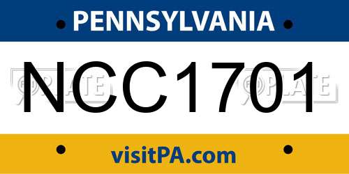 NCC1701 Pennsylvania License Plate