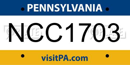 NCC1703 Pennsylvania License Plate