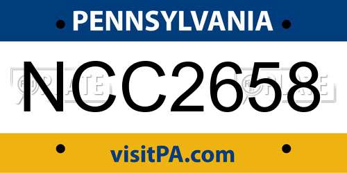 NCC2658 Pennsylvania License Plate