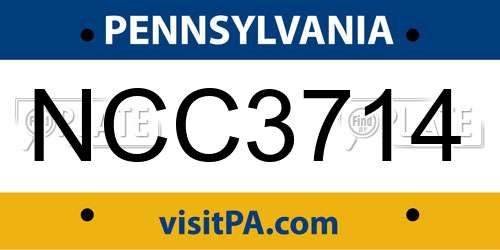 NCC3714 Pennsylvania License Plate
