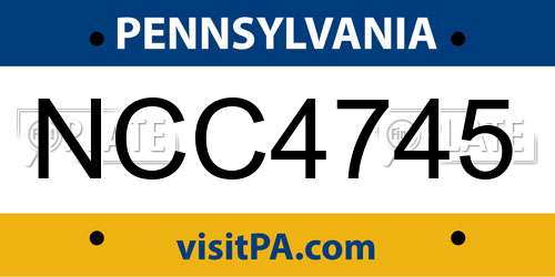 NCC4745 Pennsylvania License Plate